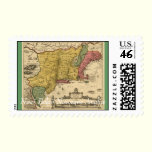 1685 Map: New Belgium, The New World, New England stamps
