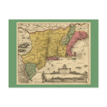 1685 Map: New Belgium, The New World, New England postcards