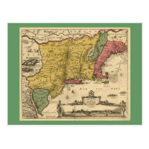 1685 Map - New Belgium, The New World, New England Post Card