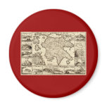 1688 Greece / Greek Peloponnesian Map Fridge Magnet