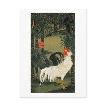 16. 棕櫚雄鶏図, 若冲 Palm Tree & Rooster, Jakuchū Post Cards