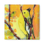 16 Birds, No 1 - Square Magnet magnets