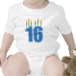 16 Birthday Candles (Blue / Green) Baby Creeper