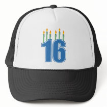 16 Birthday Candles (Blue / Green) Hat