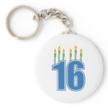 16 Birthday Candles (Blue / Green) Key Chain