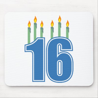 16 Birthday Candles (Blue / Green) Mousepad by LushLaundry