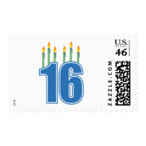 16 Birthday Candles (Blue / Green) Stamps