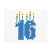 16 Birthday Candles (Blue / Green) Postcards