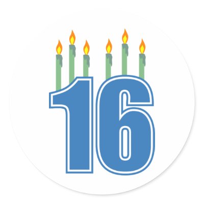 16 Birthday Candles (Blue / Green) Stickers by LushLaundry