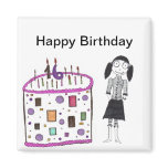 16 candles on my cake refrigerator magnet