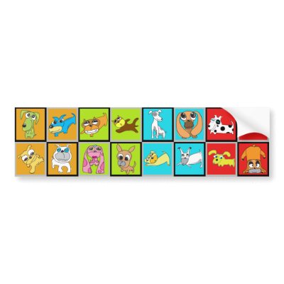 16 Dogs Illustration Sticker 1 Bumper Sticker by pixibition