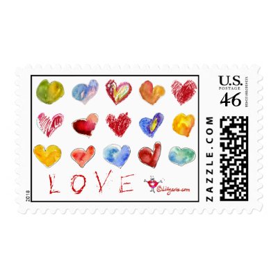 16 Valentine Hearts Postage by lillyarts