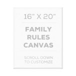 16" x 20" Family Rules Canvas Stretched Canvas Prints