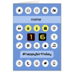 16th birthday add name personalized computing card