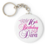 16th Birthday Diva Key Chain