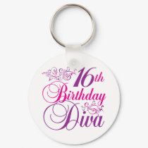 16th Birthday Diva keychains