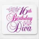 16th Birthday Diva Mouse Pads