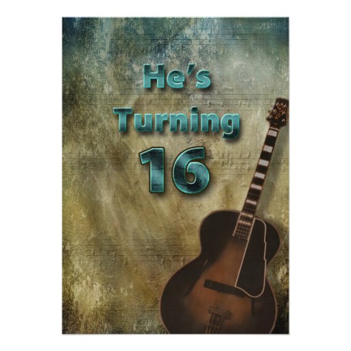 16th Birthday Invitation - Guitar/Male