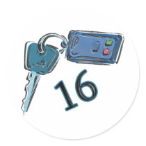 16th Birthday Keys Gifts Round Stickers