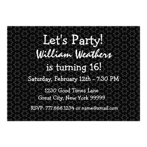 16th Birthday Modern Red Black Silver W1701 Invitation