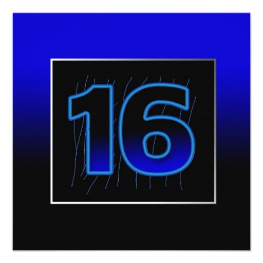 16th Birthday Party Invitation -   Blue/Black