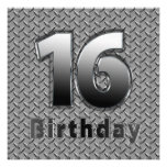 16th BIRTHDAY PARTY INVITATION - METAL Invite