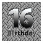 16th BIRTHDAY PARTY INVITATION - METAL Invite