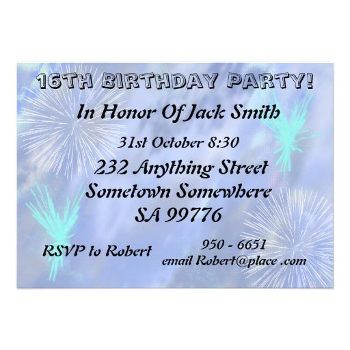 16th Birthday party invite