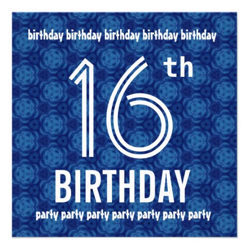 16th Birthday Party Modern Geometric Navy W1831 Invite