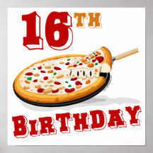16th Birthday Pizza Party Poster