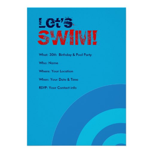 16th Birthday Pool Party Invitation
