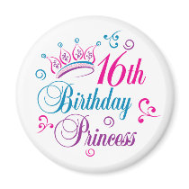 16th Birthday Princess Magnets