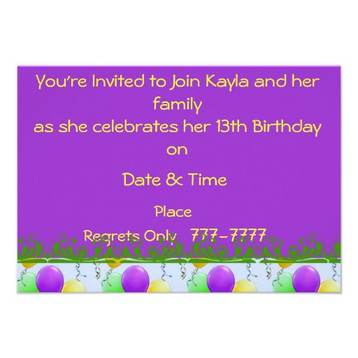 16th Bling Birthday Invitation PURPLE CUSTOMIZED