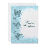 16th "sweet sixteen" birthday party aqua personalized invite