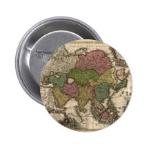 1700's Map of Asia Pinback Buttons