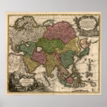 1700's Map of Asia Poster