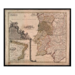 1704 Map of Portugal and Brazil Posters