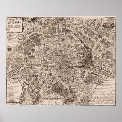 paris map france. 1705 Map of Paris, France
