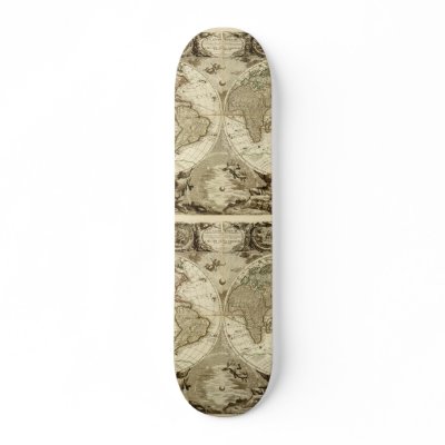 1708 Jean Baptiste Nolin World Map Skate Board Deck by ZephyrusBooks