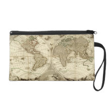 1708 World Map by Jean Baptiste Nolin Wristlet Clutch