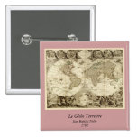 1708 World Map by Jean Baptiste Nolin Pinback Buttons