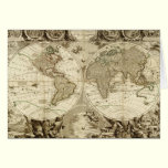 1708 World Map by Jean Baptiste Nolin cards