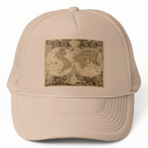 1708 World Map by Jean Baptiste Nolin Mesh Hats