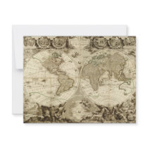 1708 World Map by Jean Baptiste Nolin Invite