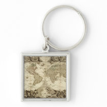 1708 World Map by Jean Baptiste Nolin Keychain