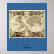 1708 World Map by Jean Baptiste Nolin Poster