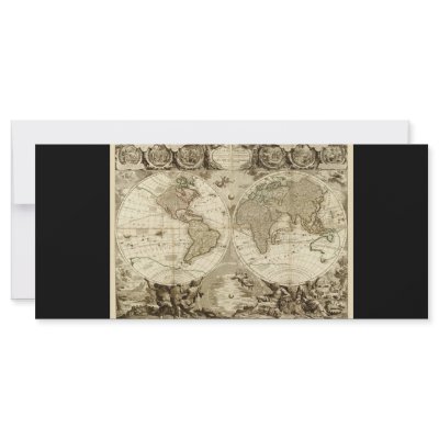 1708 World Map by Jean Baptiste Nolin Custom Rack Card by ZephyrusBooks