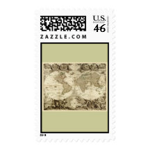 1708 World Map by Jean Baptiste Nolin Stamps