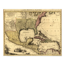 1710 Map of Mexico, Caribbean and North America posters by ZephyrusBooks 1710 Map of Mexico, Caribbean and North America posters