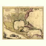 1710 Map of Mexico, Caribbean and North America posters